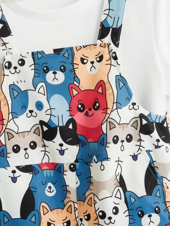Toddler Boys Cartoon Graphic Overall Romper Without Tee - Image 3