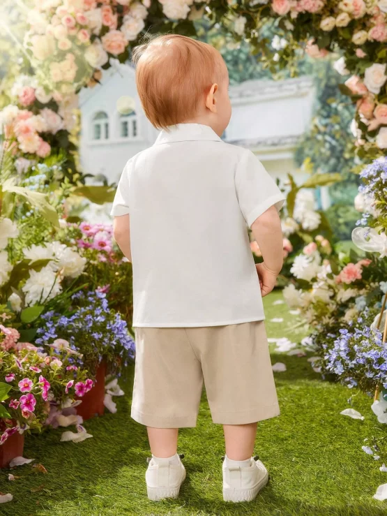 Baby Bow Button Front 2 In 1 Shirt & Shorts - Image 2