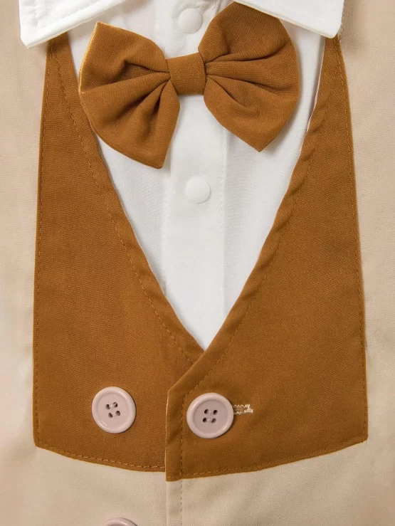 Baby Bow Button Front 2 In 1 Shirt & Shorts - Image 3