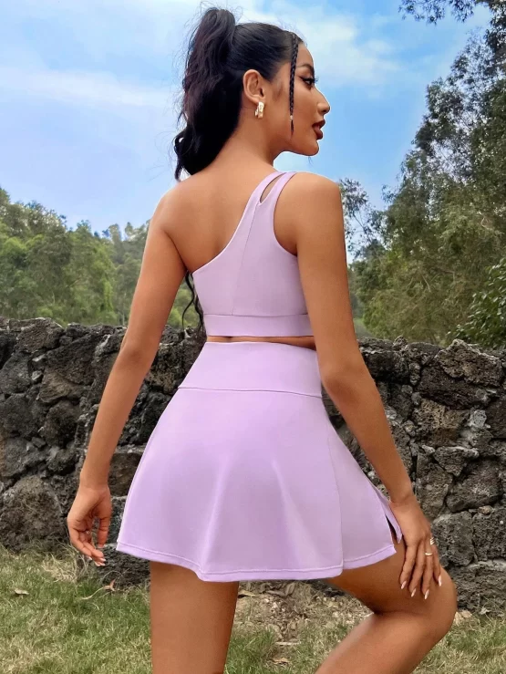 Asymmetrical One Shoulder Top & Split Hem Skirt - Image 3