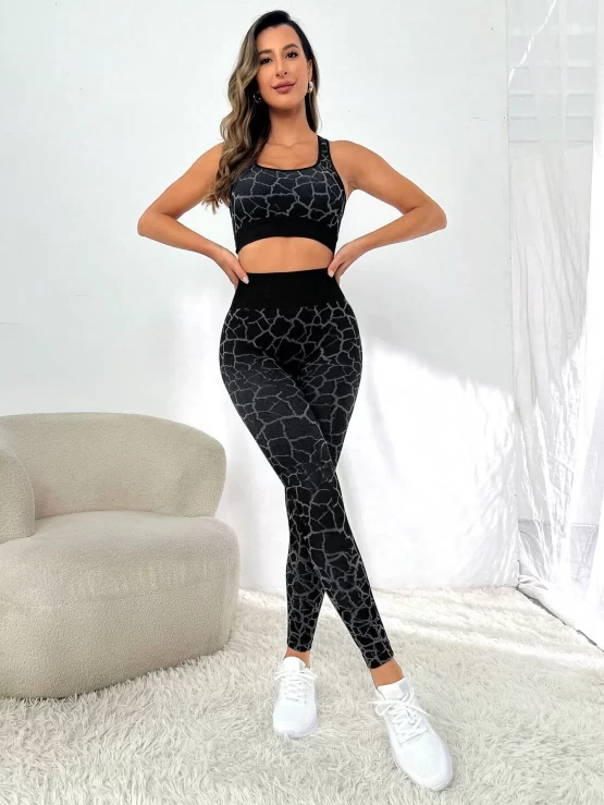 All Over Print Wide Waistband Sports Set - Image 3