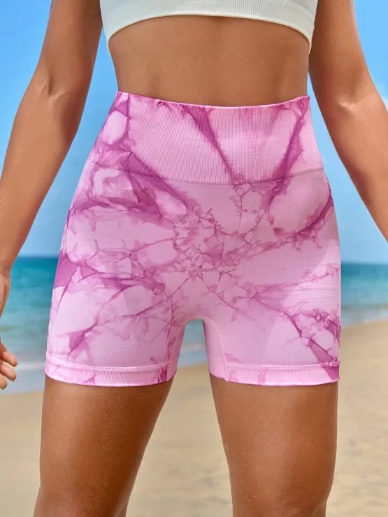 Tie Dye Wideband High Waist Sports Shorts - Image 3