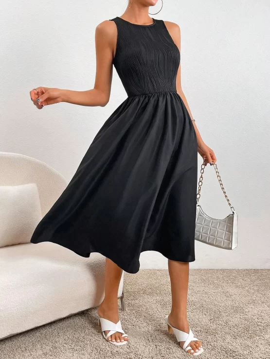 Unity Solid High Waist Sleeveless A Line Dress - Image 3