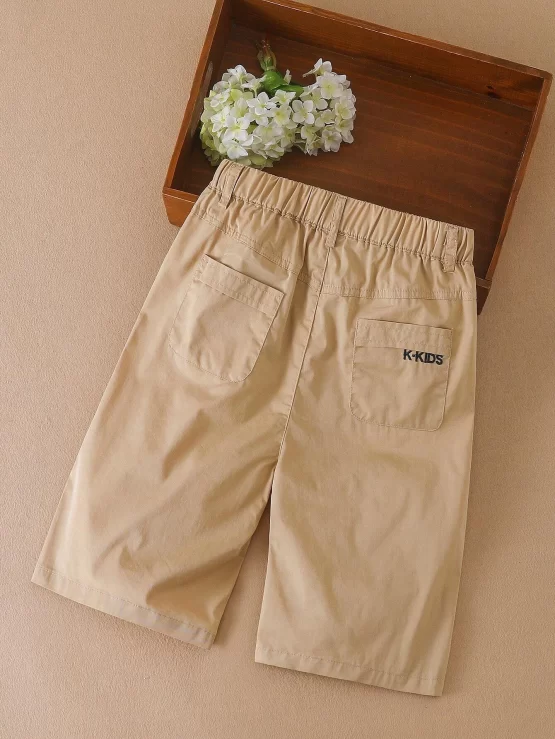 Boys Solid Plain Slant Pocket Front Shorts - Image 2