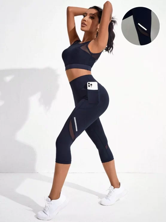 Mesh Insert Wideband Waist Sports Set