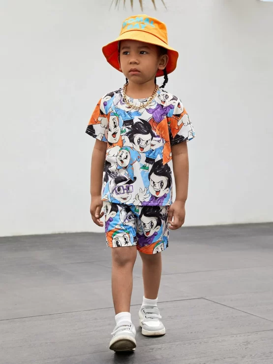 Toddler Boys Cartoon Graphic Tee & Shorts