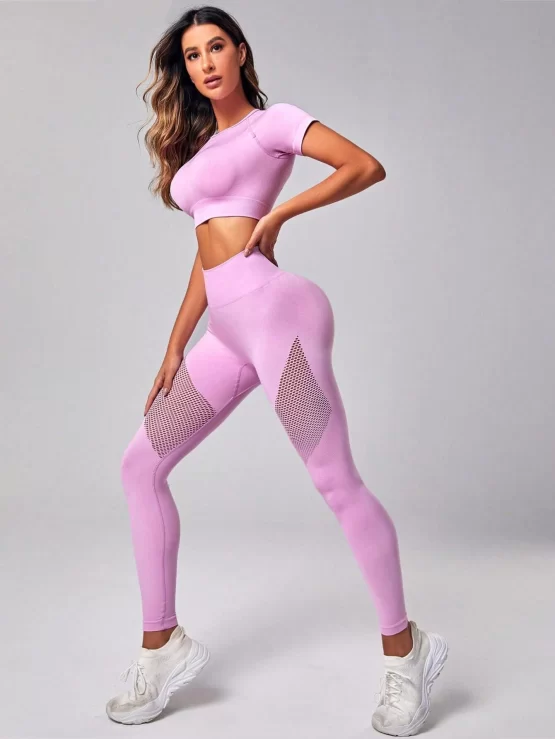 Seamless Contrast Mesh High Stretch Sports Set