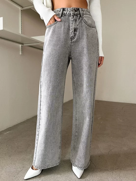 DAZY High Waist Zipper Fly Straight Leg Jeans