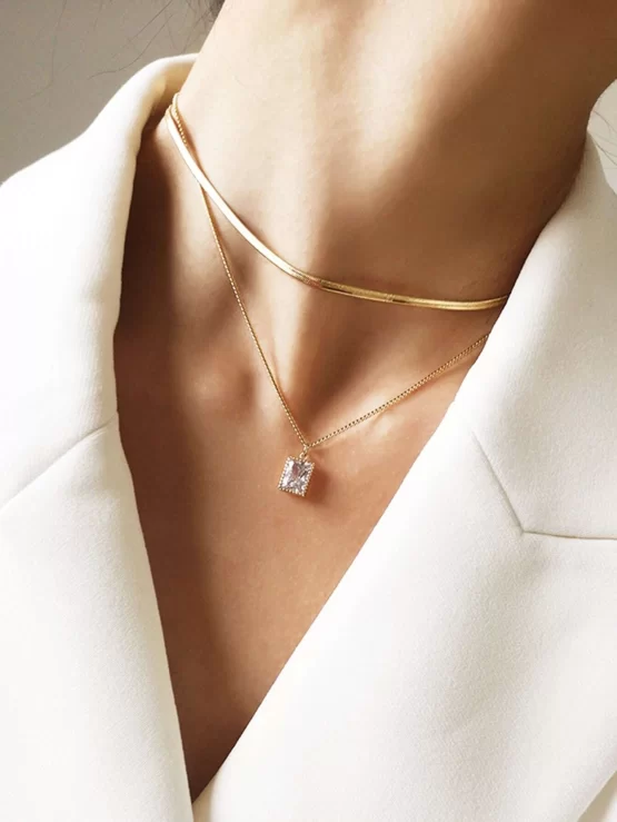 Cubic Zirconia Fashionable Charm Layered Necklace