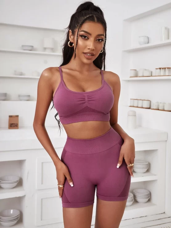 Criss Cross Back Ruched Bust Sports Set