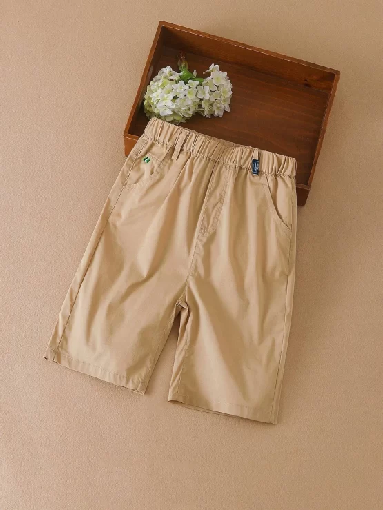 Boys Solid Plain Slant Pocket Front Shorts