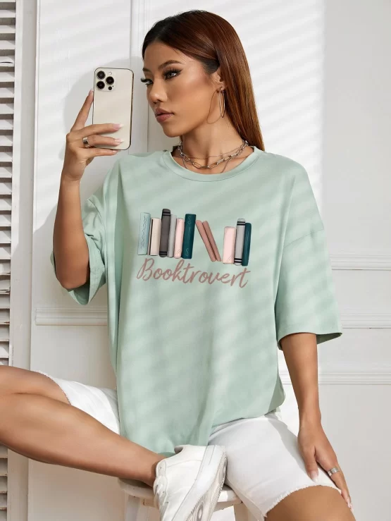 Letter Long Oversized Graphic Drop Shoulder Tee