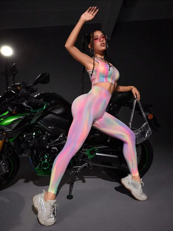 Cut Out Seamless Yoga and Studio Tie Dye Sports Set