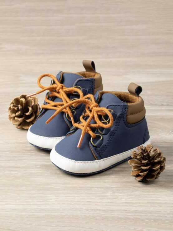 Baby Boys Lace Up High-top Fashionable Skate Shoes For Outdoor