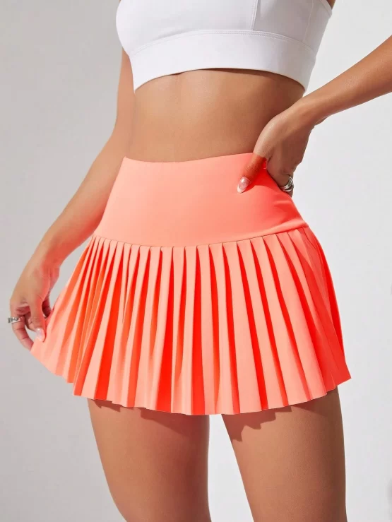 Pleated Detail Sports Skort With Phone Pocket