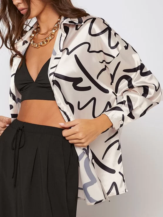 Unity Collar Graphic Print Drop Shoulder Shirt