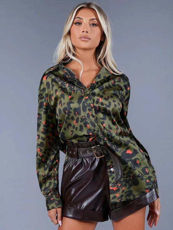 Unity Leopard All Over Print Button Up Blouse