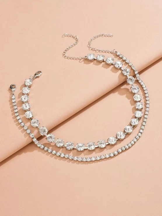 Two Pieces Glamorous Rhinestone Decor Choker - Image 2