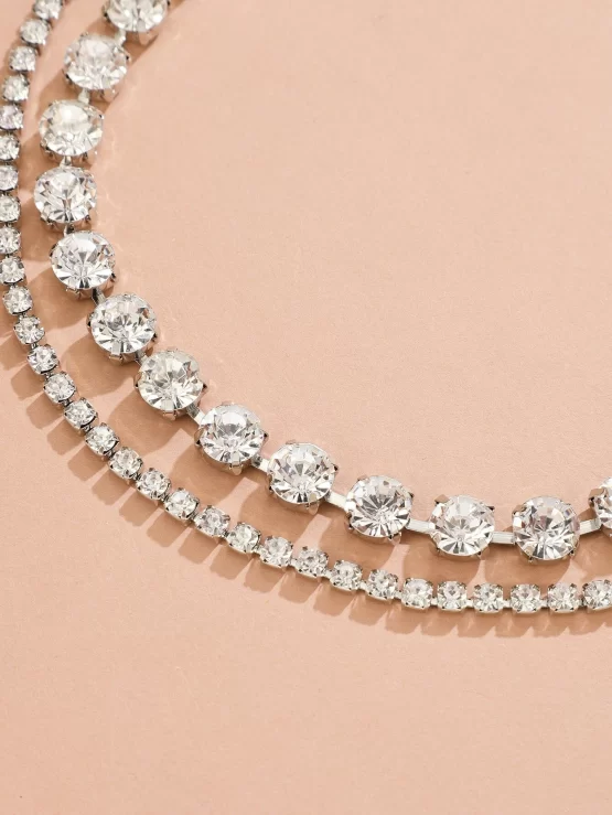 Two Pieces Glamorous Rhinestone Decor Choker - Image 3