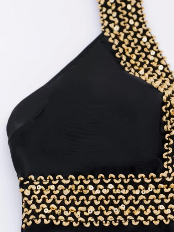 Contrast Cut Out Trim One Piece Bikini Swimsuit - Image 3