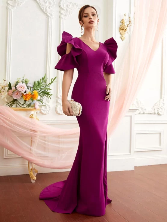 Belle Exaggerated Ruffle Cut-out Fishtail Hem Dress - Image 2