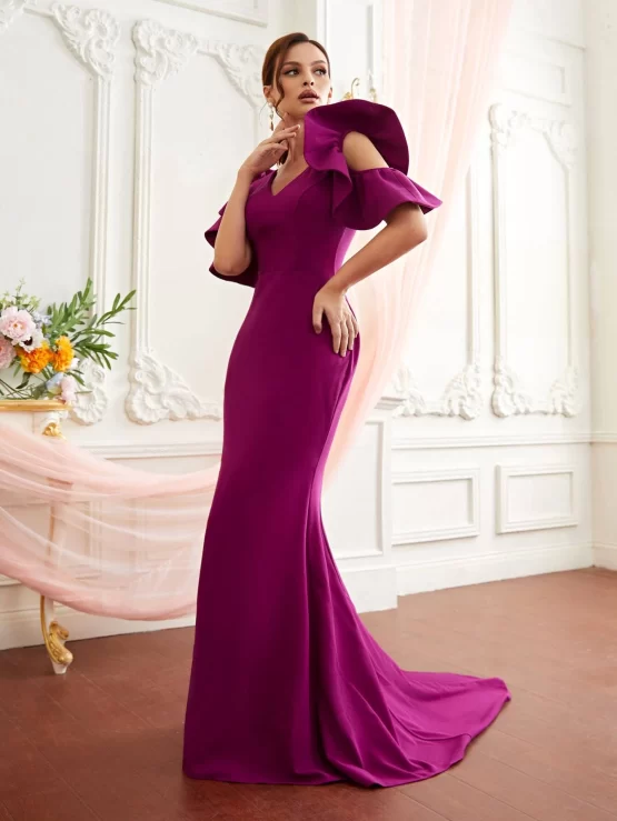 Belle Exaggerated Ruffle Cut-out Fishtail Hem Dress - Image 3