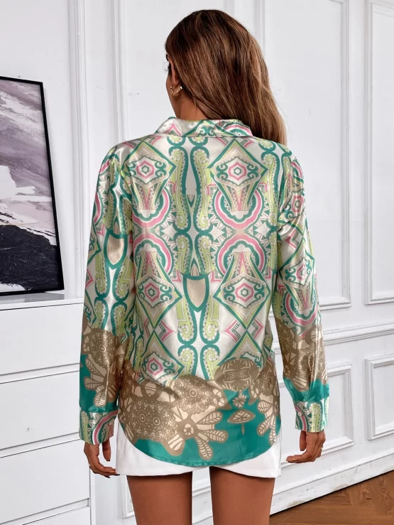 All Over Print Collar Button Up Front Shirt - Image 2