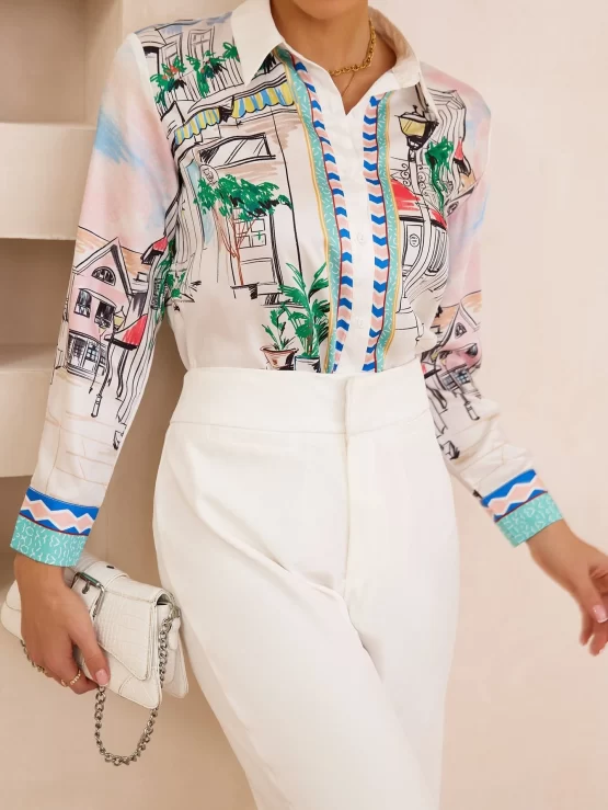 Unity Street View Print Button Up Front Shirt - Image 3