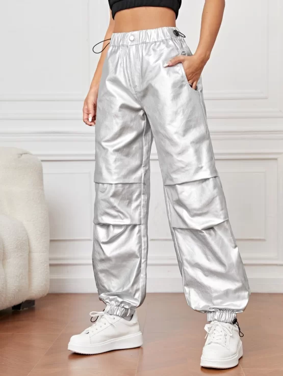 Drawstring Pocket Jogger High Waist Jeans - Image 3