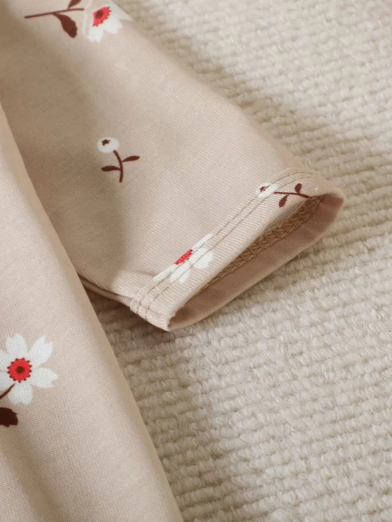 Baby Floral Ruffle Footed Sleep Print Jumpsuit - Image 2