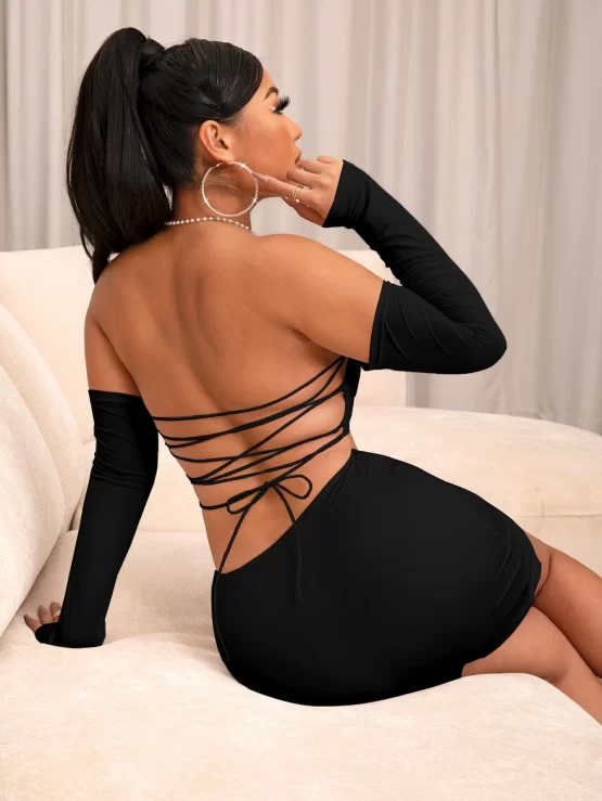 Joyfunear Chain Detail Ruched Crop Top & Bodycon Skirt - Image 5