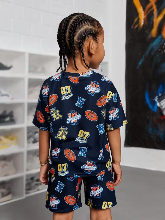 Toddler Boys Letter & Number Print Tee & Shorts - Image 2