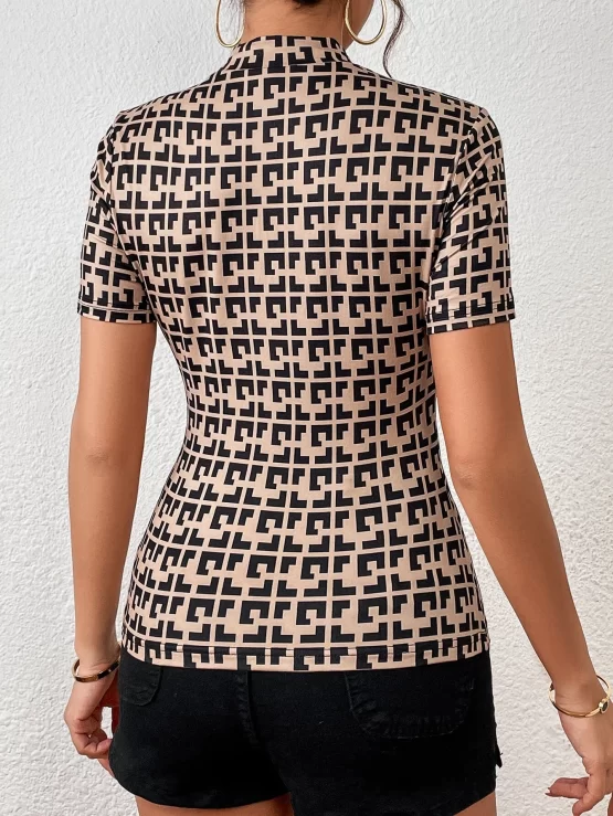 Unity Geometric All Over Print Mock Neck Tee - Image 2