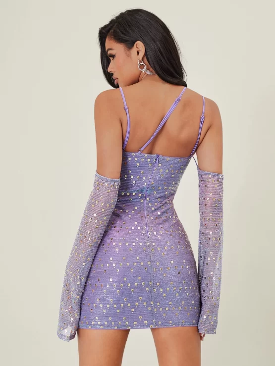 BAE Cold Shoulder Sequin Bodycon Dress - Image 3