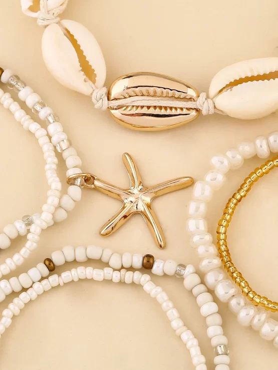 Four Pieces set Shell Decor Beaded Bracelet - Image 2