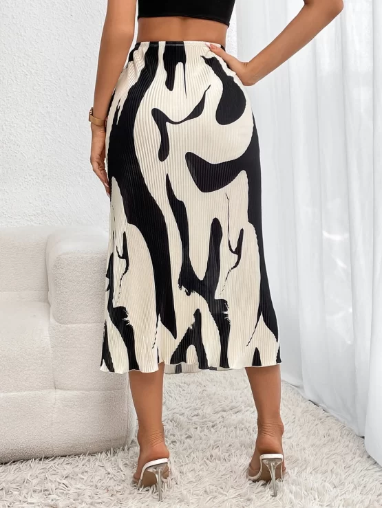 Unity Long Graphic Pleated Plisse Print Skirt - Image 3
