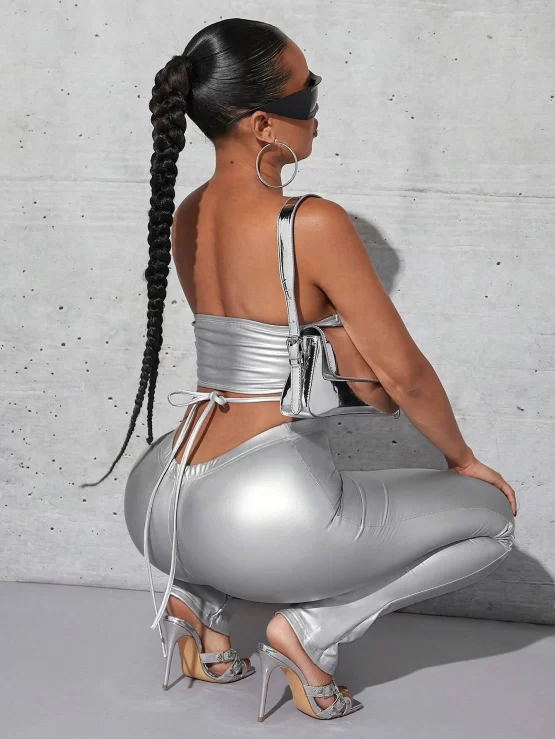 Ruched Sexy Strapless Front Tube Top & Pants - Image 2