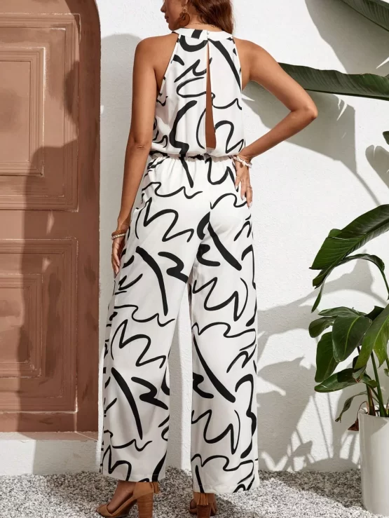 Frenchy All Over Print Halter Neckline Front Jumpsuit - Image 2