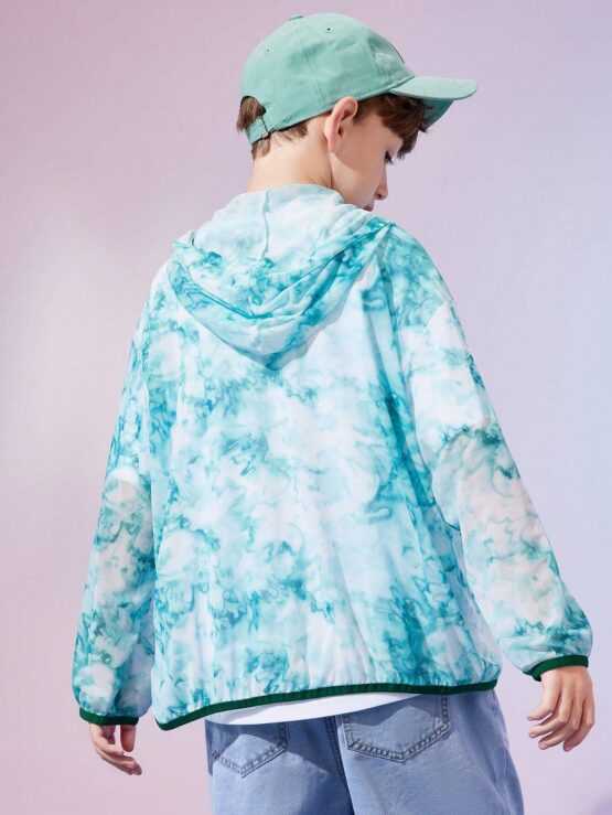 Boys Tie Dye Letter Graphic Zip Up Hooded Jacket - Image 2