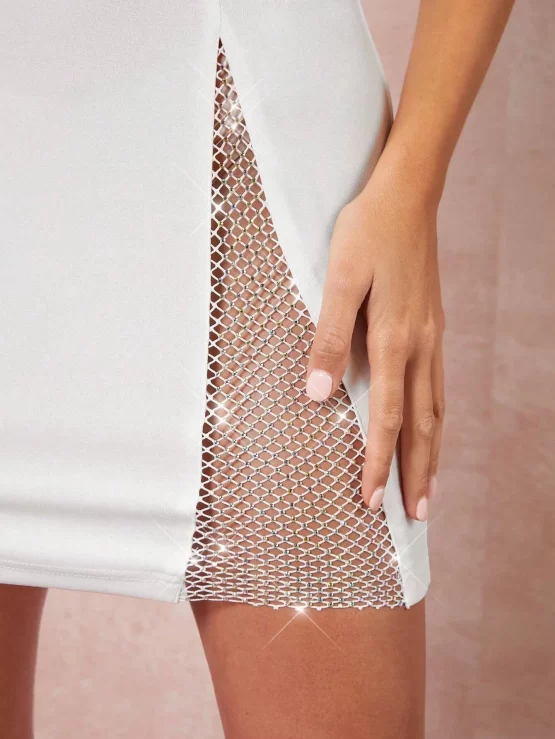 Rhinestone Detail Halter Neck Bodycon Dress - Image 2