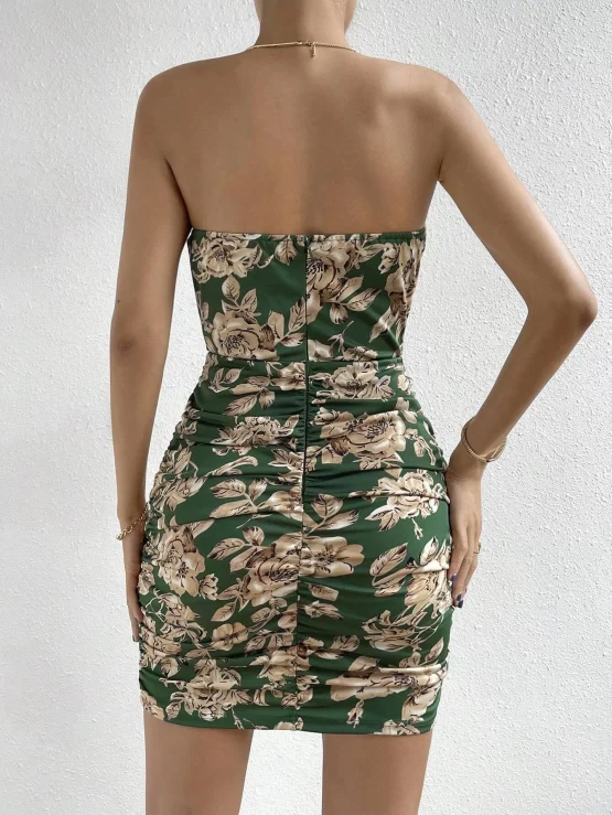 Unity Floral Print Ruched Tube Bodycon Dress - Image 2