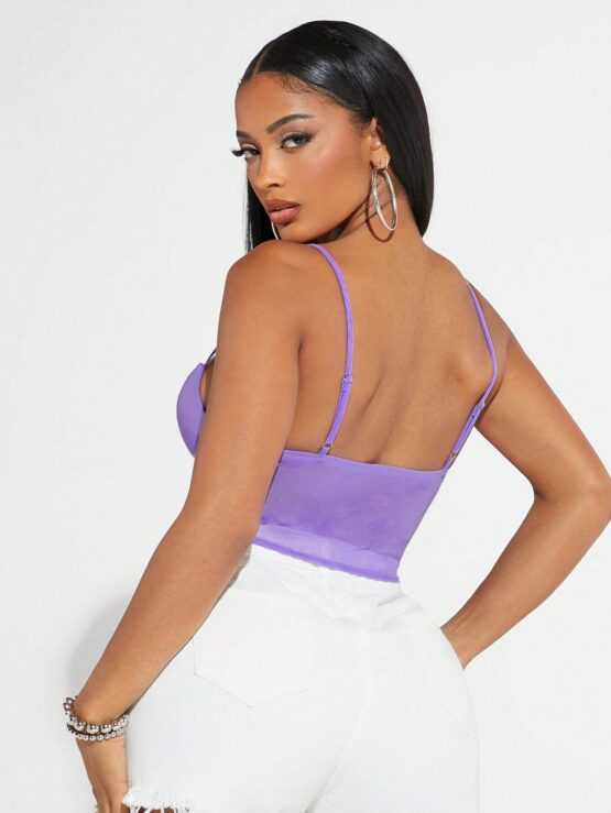 Ruched Sexy Sheer Crop Bustier Cami Top - Image 2
