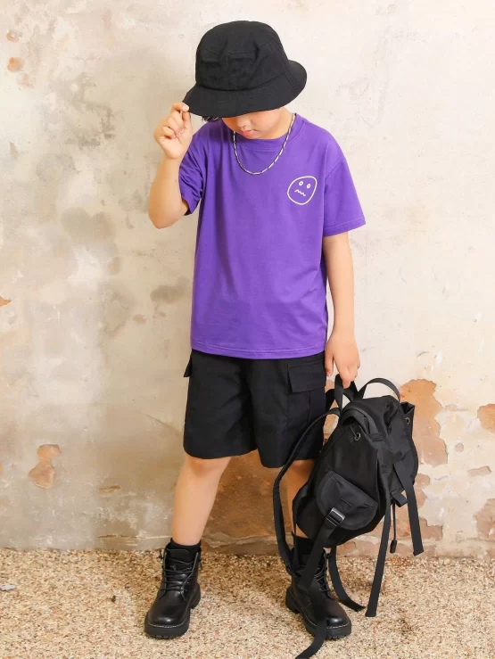 Boys Slogan Graphic Drop Shoulder Tee & Flap Pocket Shorts - Image 3
