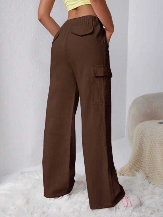 Drawstring Waist Flap Cargo Pocket Jeans - Image 7