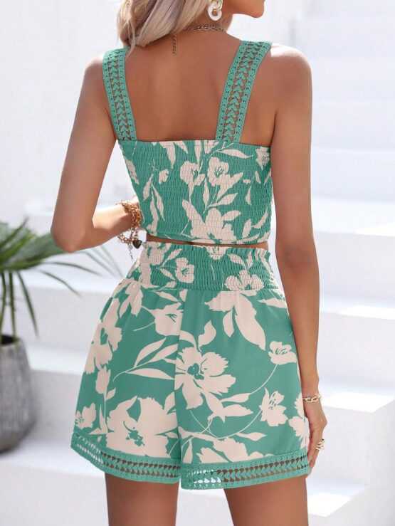 Floral Shirred All Over Print Cami Top & Shorts - Image 4