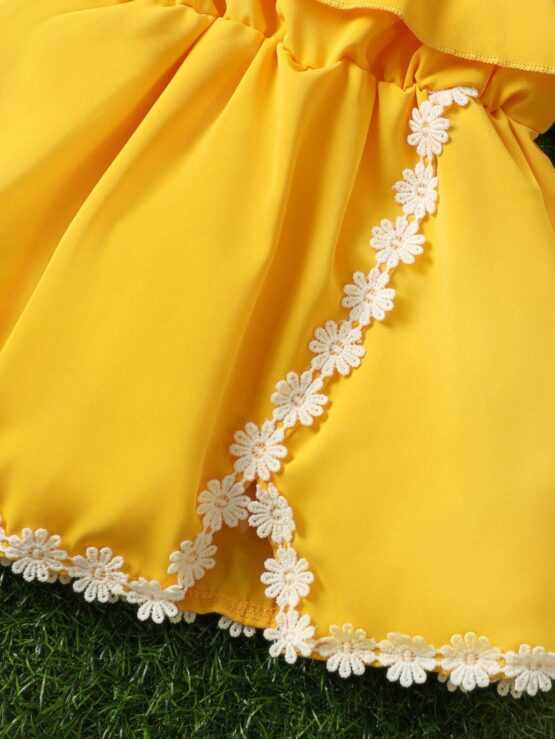 Baby Appliques Knot Ruffle Trim Cami Dress - Image 3
