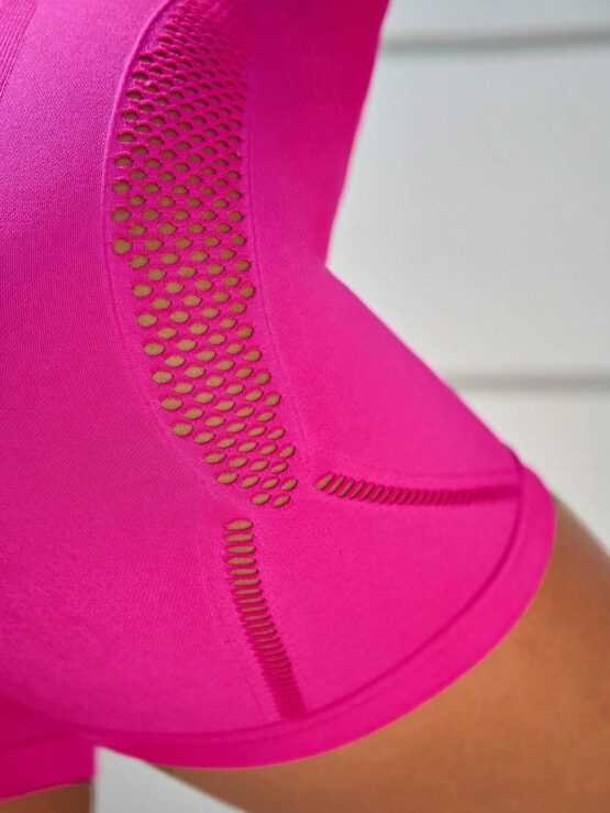 Solid Wideband Waist Contrast Mesh Sports Shorts - Image 3