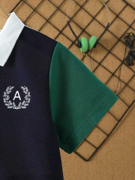 Toddler Boys Button Front Color Block Polo Shirt - Image 3