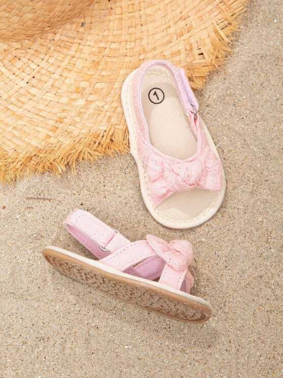 Baby Girls Floral Embroidered Fun Knot Criss Cross Cute Slingback Sandals - Image 2