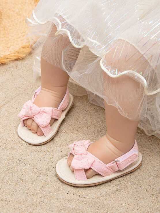 Baby Girls Floral Embroidered Fun Knot Criss Cross Cute Slingback Sandals - Image 3